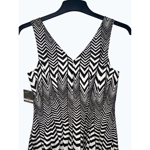 Taylor Womens Sleeveless Chevron Stripe Fit Flare Dress Size 6 - Picture 14 of 16